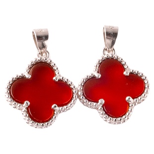 四叶草吊坠项链18k金饰品手工diy配件材料珍珠玛瑙配件S925银贝母