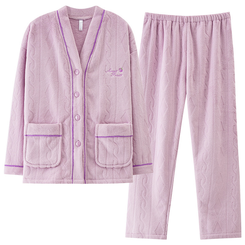 南极人女士珊瑚绒秋冬保暖家居服