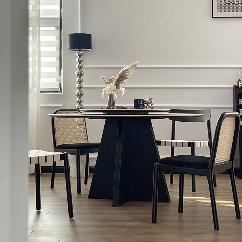 乐树家具法式复古网餐桌椅子红藤编靠背椅小户型家用餐椅实木餐厅