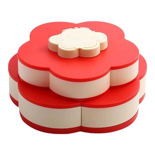 糖果盘客厅家用水果干果盒茶几花瓣零食摆放盘坚果瓜子旋转收纳盒