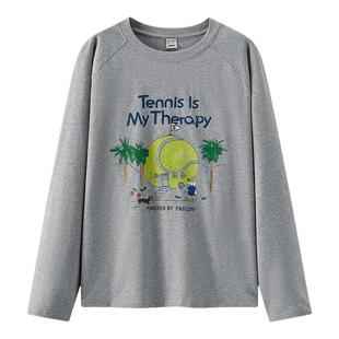 森马长袖T恤男春季卡通印花圆领情侣装2026新款运动元素涂鸦上衣