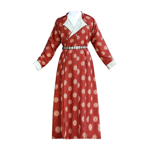 雪莲乐唐制圆领袍印花新款汉服时尚交领风衣加绒外套秋冬男女同款