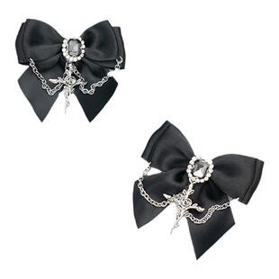 【玫瑰救赎】原创手作黑色哥特十字架朋克蕾蕾系发夹双马尾饰品