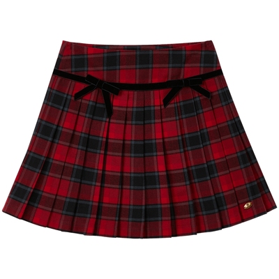 E·LANDKIDS格纹A字百褶短裙