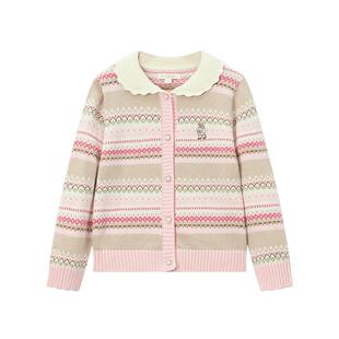 TeenieWeenie Kids小熊童装舒适秋冬季女童羊毛混纺毛衣森系开衫