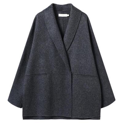 西町村屋通勤风大衣女装2025冬新款简约翻领双面呢外套XHAD10526