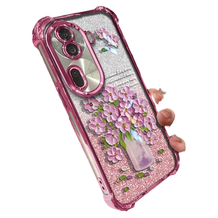 适用于【OPPO系列】手机壳Reno11保护套OPPOa96不泛黄不顶膜reno10精孔OPPOa93简约电镀镜头加高盆栽油画花