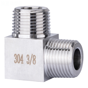 304不锈钢高压内外丝弯头直角90度压力表接头4 6分内外牙螺纹弯通