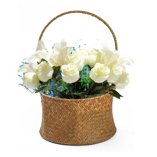 手提篮子草编收纳户外脏衣编织手工郊游篮筐海草手提篮子野餐草编