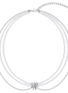 蚀人联名白色珍珠叠戴钻链