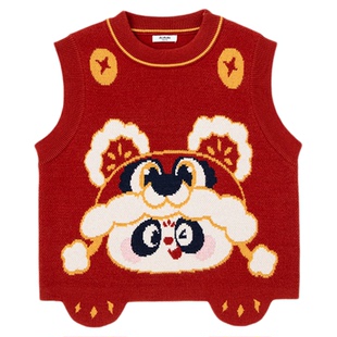 嘟嘟家男童年服国风儿童拜年服女童红色马甲洋气宝宝坎肩新中式冬