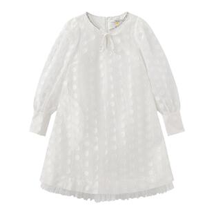 tanni简洁淡雅名媛气质波点提花小A版宽松纱质连衣裙TN31DR068A