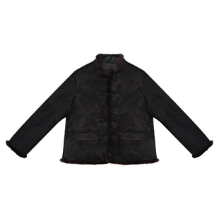 【林典】新中式复古外套保暖羊毛填充桑蚕丝香云纱宽松棉衣3196-1