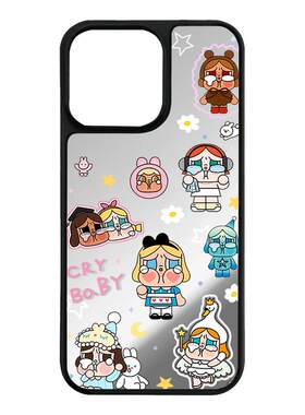 crybaby哭娃新款17promax手机壳镜面Magsafe磁吸适用iphone16高级感女15plus小众女mate80潮玩周边华为pura90
