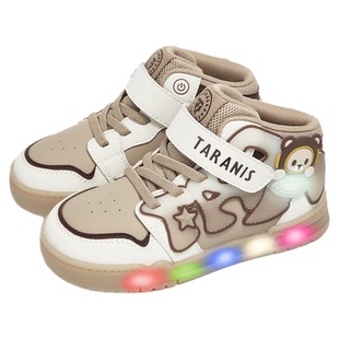 泰兰尼斯儿童板鞋2025秋季新款男童闪灯鞋可控开关女童发光运动鞋