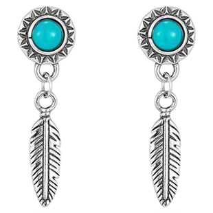 KREAM 纯银羽毛绿松耳钉男高级感个性耳坠女潮