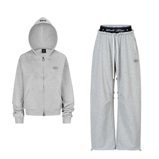 SMILE DDD双腰头套装280g美式简约开衫卫衣休闲运动裤脚调节卫裤