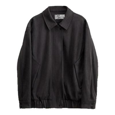 OUTCiRCS长款几何口袋麂皮夹克