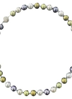 柏林之森.小众高级感大溪地混彩磁吸项链高品质人造珍珠项链炫彩