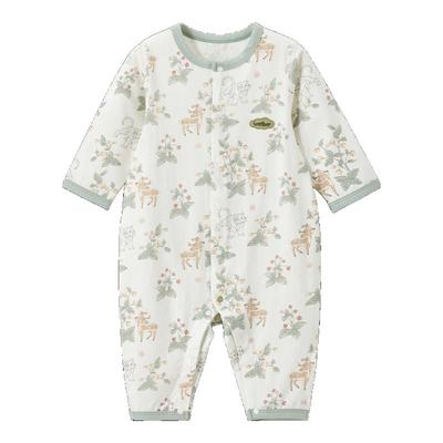 婴儿衣服新生儿连体衣带帽哈服秋