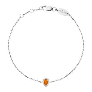 Redline/红绳女士橙色宝石0.07克拉水滴形钻石白金链制手链