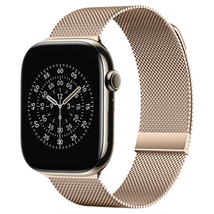 适用新款苹果手表iwatch表带s11米兰尼斯applewatch金属编织ultra3/2/1磁吸s10透气9/8/7不锈钢se高级感6腕带