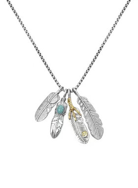 羽毛项链毛潮流ins四片复古潮男韩版嘻哈长款女潮挂件叶子毛衣链