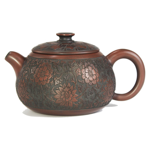 广西钦州坭兴陶名家原矿纯全手工大容量套装茶具繁花紫陶西施茶壶