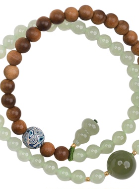 晴水和田玉非遗大漆双圈手串