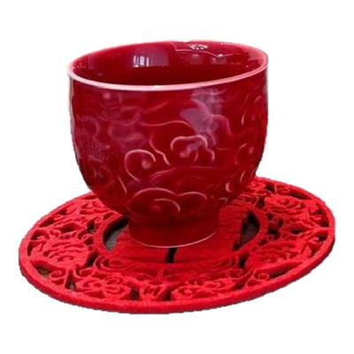 结婚敬茶杯红色故宫祥云陶瓷茶具