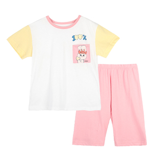 衣拉拉夏款儿童短袖薄款睡衣套装女童短袖上衣裤子女孩纯棉家居服