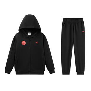 安踏儿童套装男童潮流套装新年外套裤子两件套保暖时尚运动套装冬