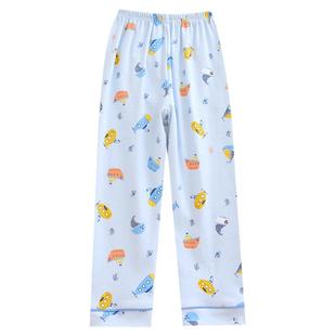 儿童春秋纯棉睡裤男童可爱卡通棉毛裤全棉家居裤宝宝小童中大长裤