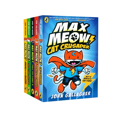 送音频 企鹅兰登【特工猫猫马克斯】Max Meow麦克斯喵 跟神探狗狗一样好看 爆笑漫画桥梁书 5册英文原版猫小子儿童课外读物Dog Man