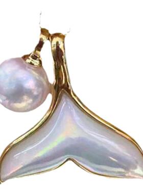 白贝母美人鱼尾巴珍珠锁骨链