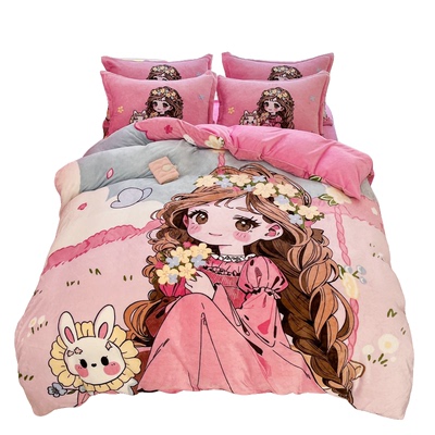 床单床笠四牛奶绒卡通爆款