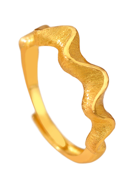 波浪素圈戒指仿真金色开口指环