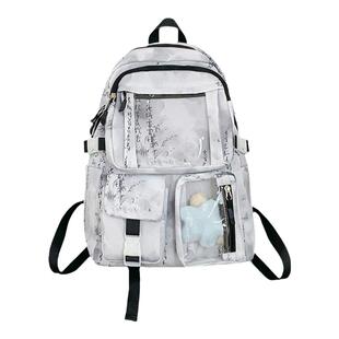 2024新款DIY书包初中女生大容量国风痛包高颜值轻便休闲电脑背包