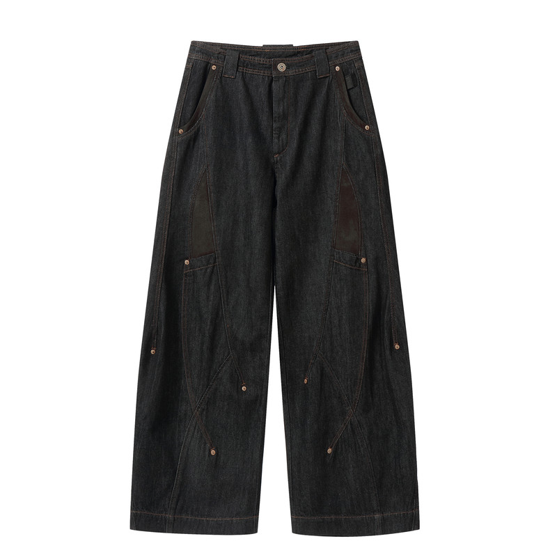 半片花瓣「暗礁」破缝拼接撞钉原牛弯刀裤 Couture Jeans牛仔裤