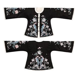 鸾歌栖羽丨一城风絮丨秋冬真丝凤穿牡丹绣花保暖貂毛边国风厚外套