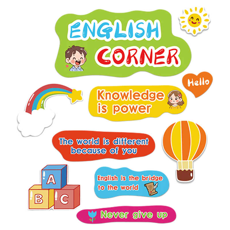 英语角教室布置装饰环创幼儿园托管班级文化机构墙面贴纸国际学校
