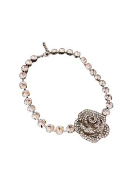 锆石银针钛钢玫瑰花项链耳环欧美