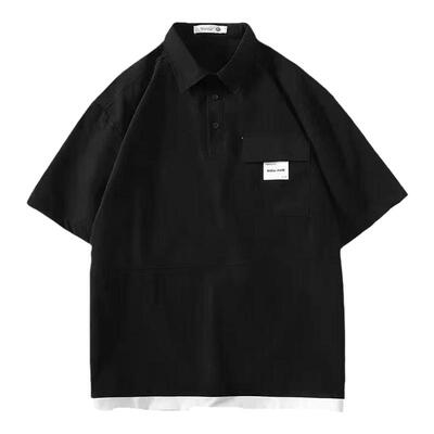 夏季日系休闲短袖假两件POLO