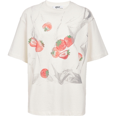 ONLY印花宽松圆领短袖纯棉T恤