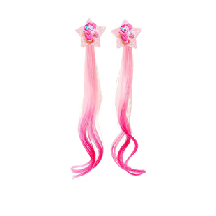 儿童新款可爱发夹小马宝莉五角星渐变假发辫发卡公主挑染卷发发饰