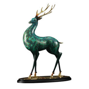 全黄铜鹿铜摆件工艺品铜器新中式家居饰品客厅玄关斗柜酒柜装饰品