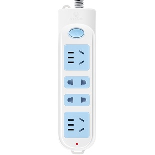 公牛带线可伸缩插座固定收纳电源线插排接线板金牛创意收线器粘墙