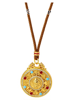 越南沙金八宝罗盘项链古法滴油黄财神吊坠民族风久不掉色饰品直销