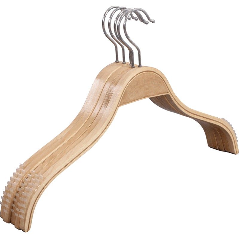 实木女士衬衫衣架防滑夹板木衣架现代简约服装店架子竹木衣架批发