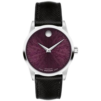 摩凡陀MUSEUM樱桃色真皮表带手表